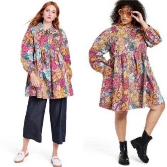 Kika Vargas X Target Women's Floral Long Sleeve Mini Dress - Small - Picture 2 of 13